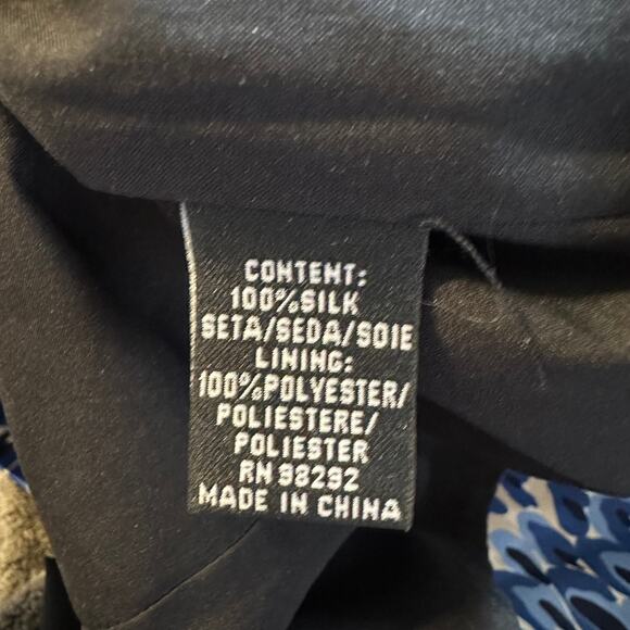 Tibi Abstract Blue 100% Silk Luxe Modern Sz 0 Pencil Ruffle Detail Women's Skirt - Picture 8 of 8